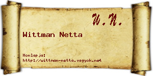 Wittman Netta névjegykártya